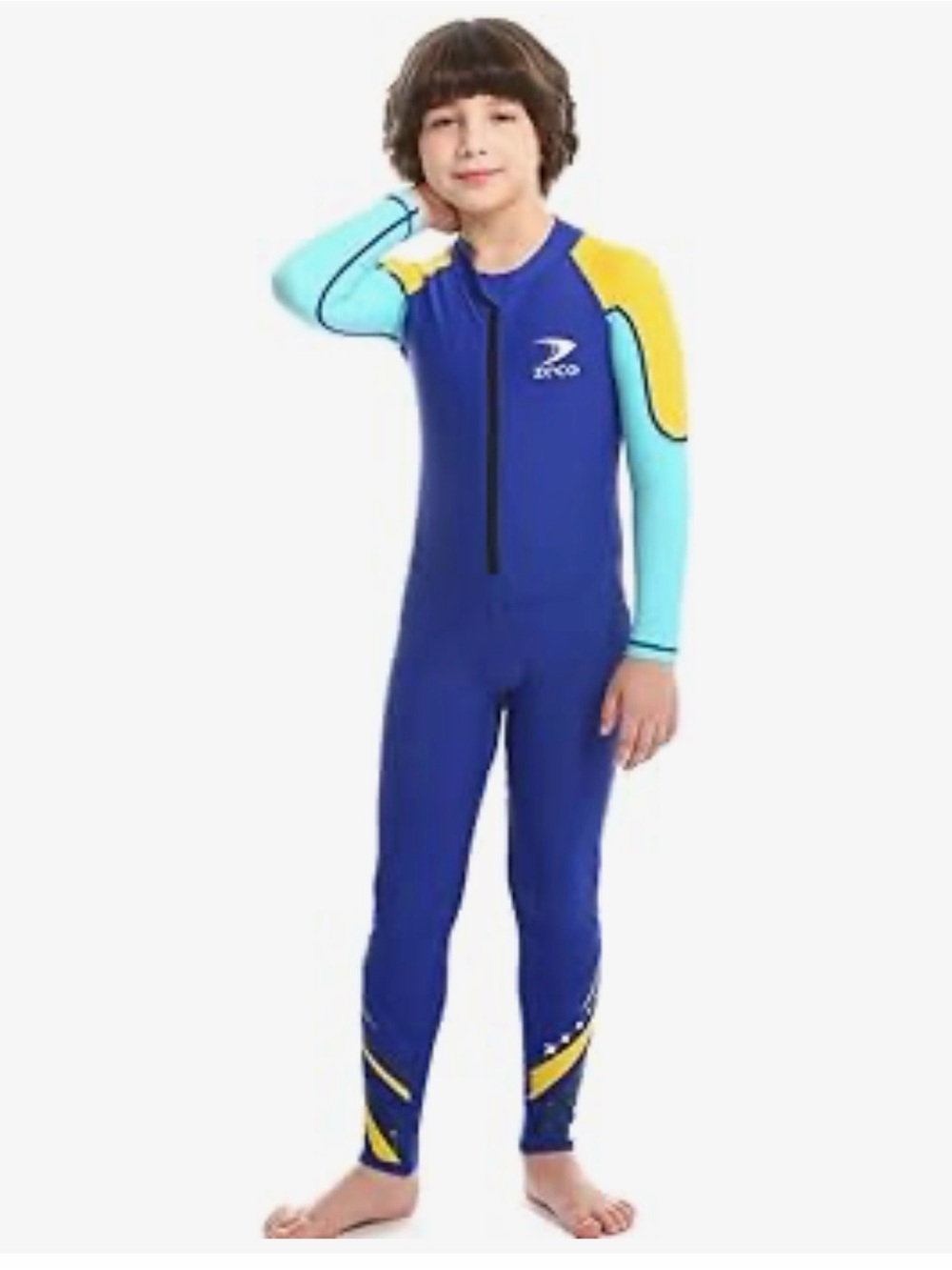 Ecco Navy, Teal & Yellow Kids One-Piece Swim Suit